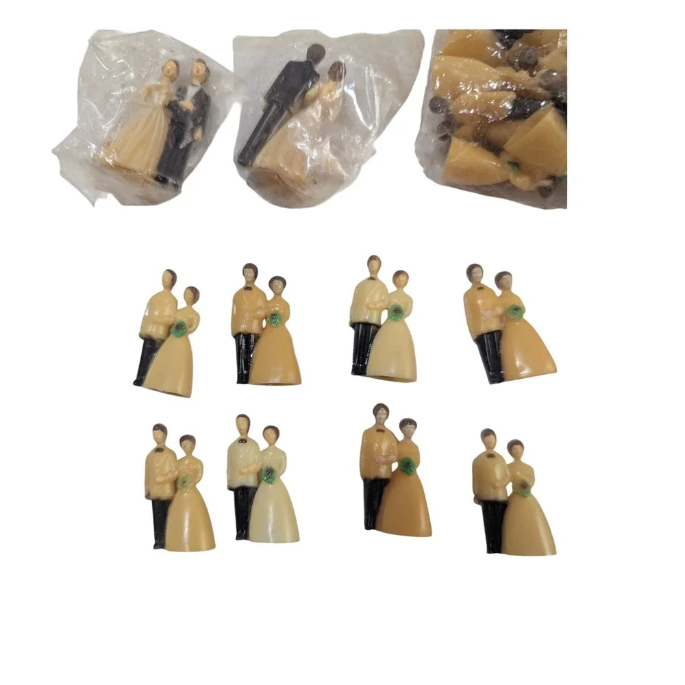 Vintage Plastic Miniature Bride and Groom Cake Topper Bulk Lot Wedding Favors 1